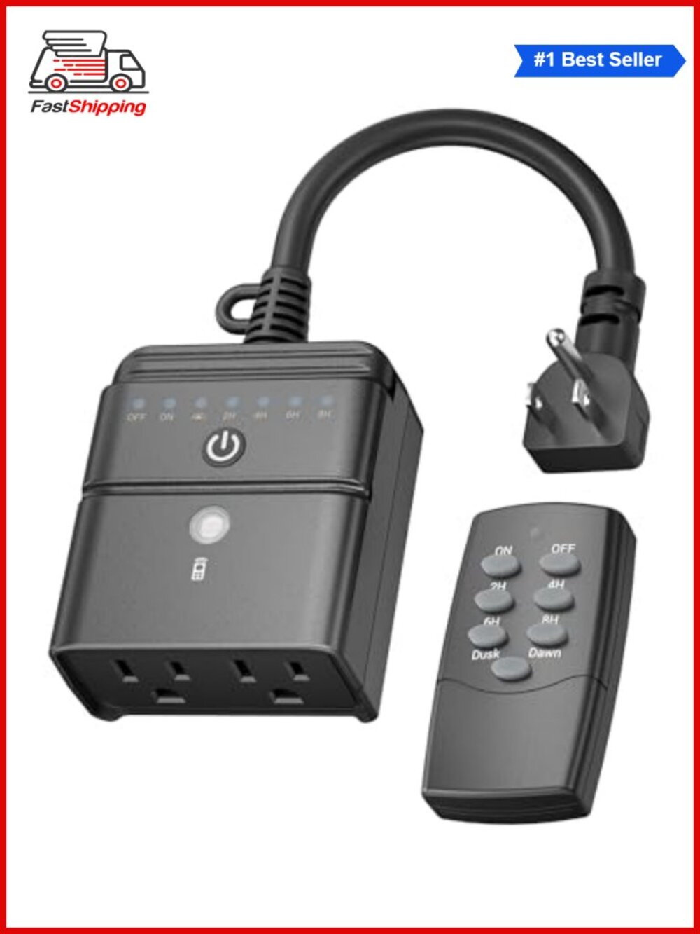 🎅 Outdoor Light Timer Dusk to Dawn 100FT Remote 15A Weather Resistant